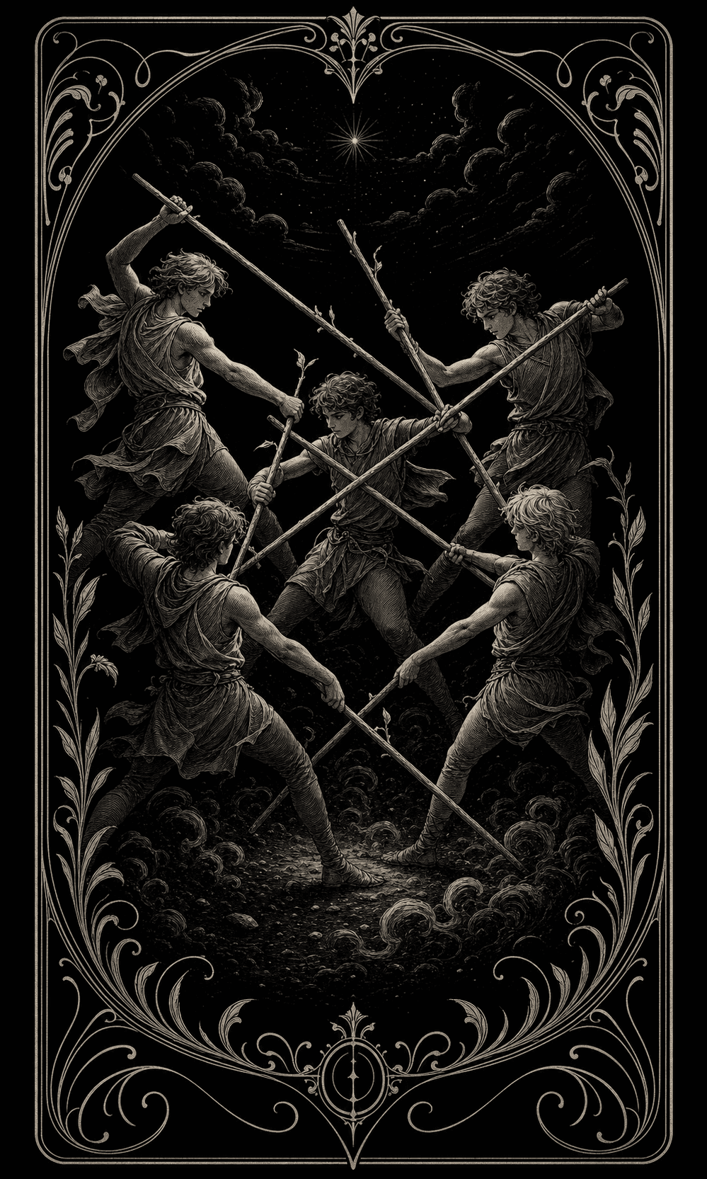 权杖五 · Five of Wands